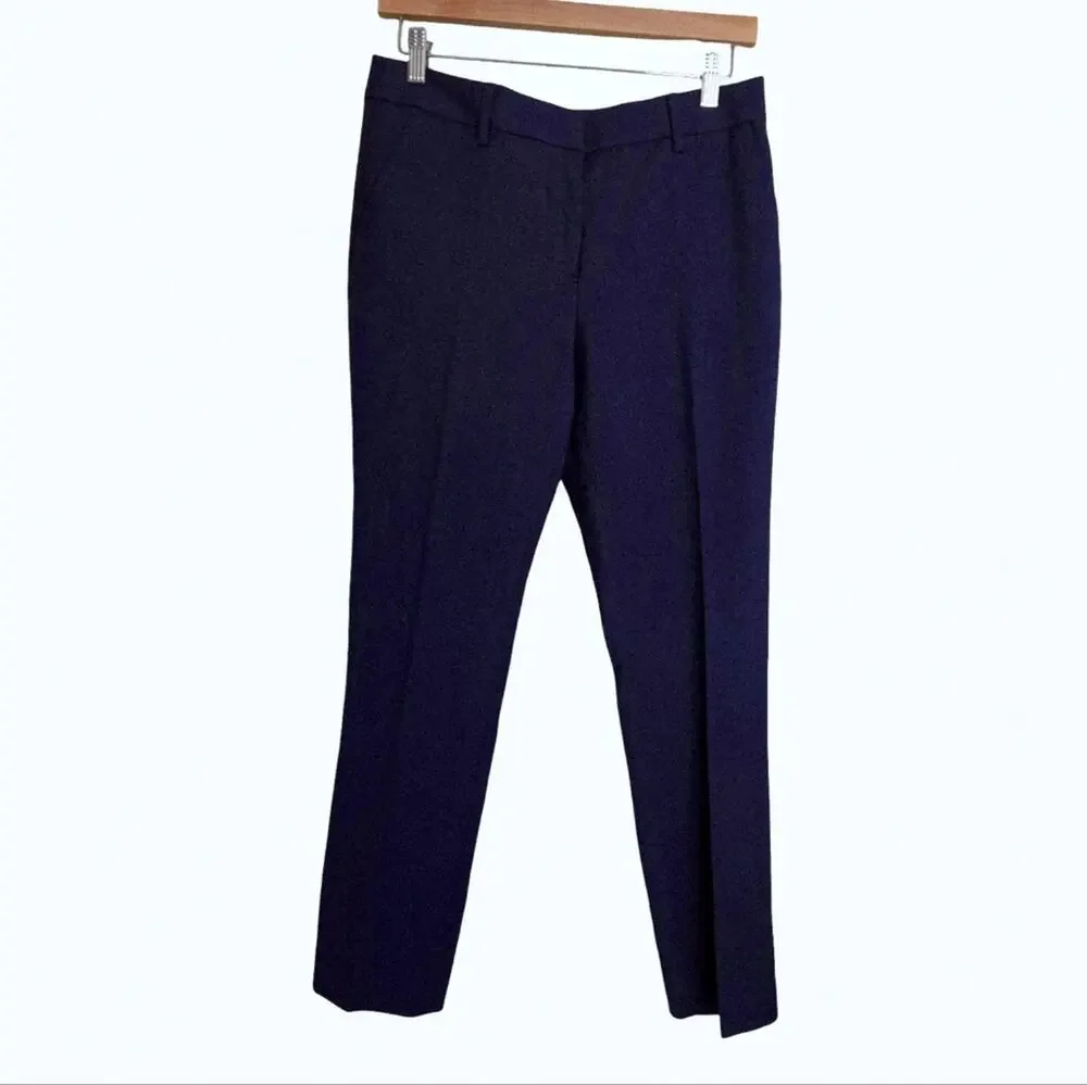 Tory Burch | Navy Blue Wool Center Press Stretch Trousers - small hole